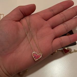 Kendra Scott Pink Kyocera Opal ari heart necklace in gold